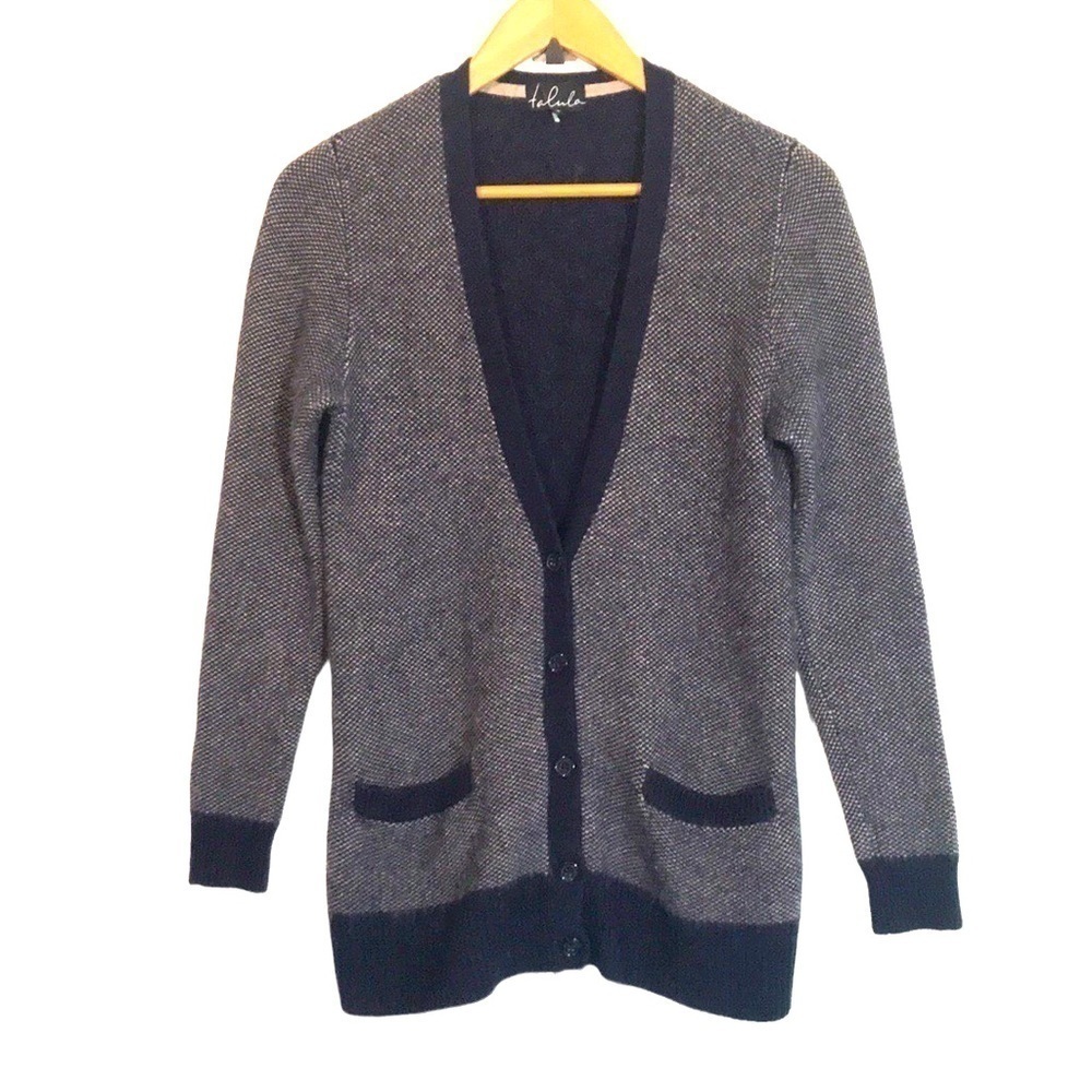 Aritzia Talula blue Angora rabbit hair cashmere blend button front sweater XS